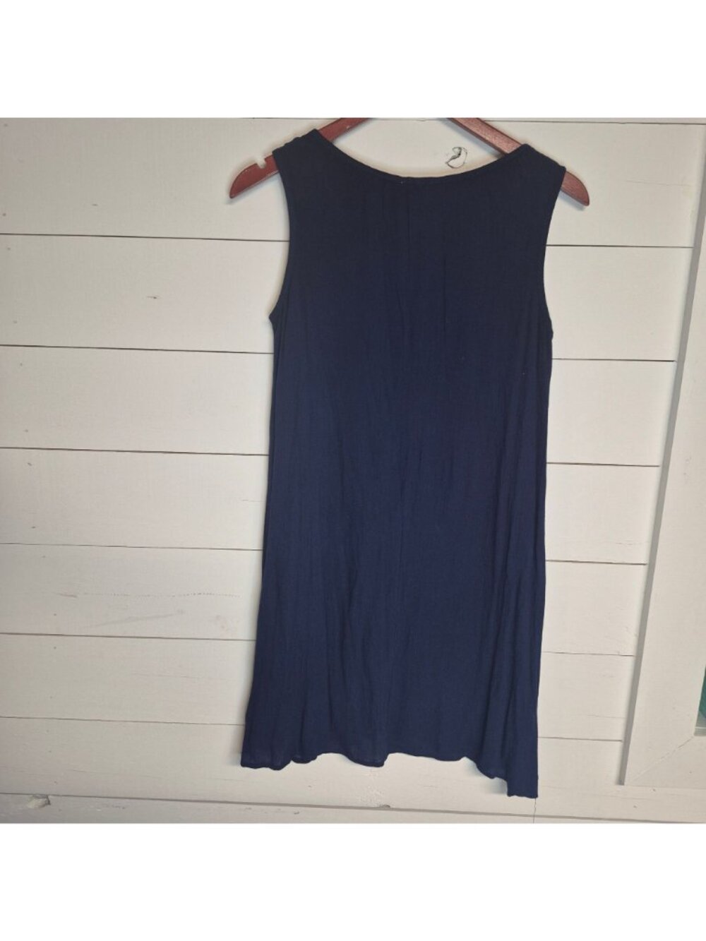 Naif Women's Sleeveless Navy Dress With Crochet Lace Detail - Picture 4 of 5